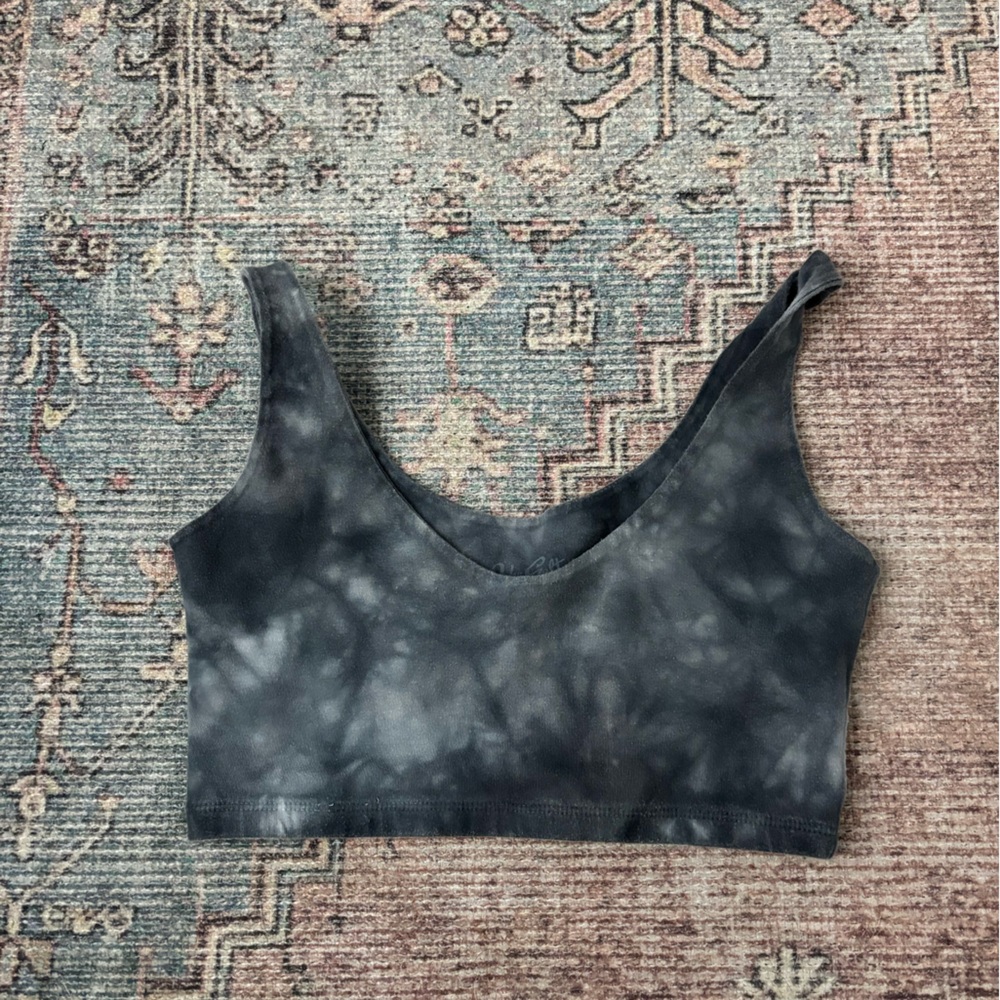 Brandy Melville Black Tie-Dye Crop Top